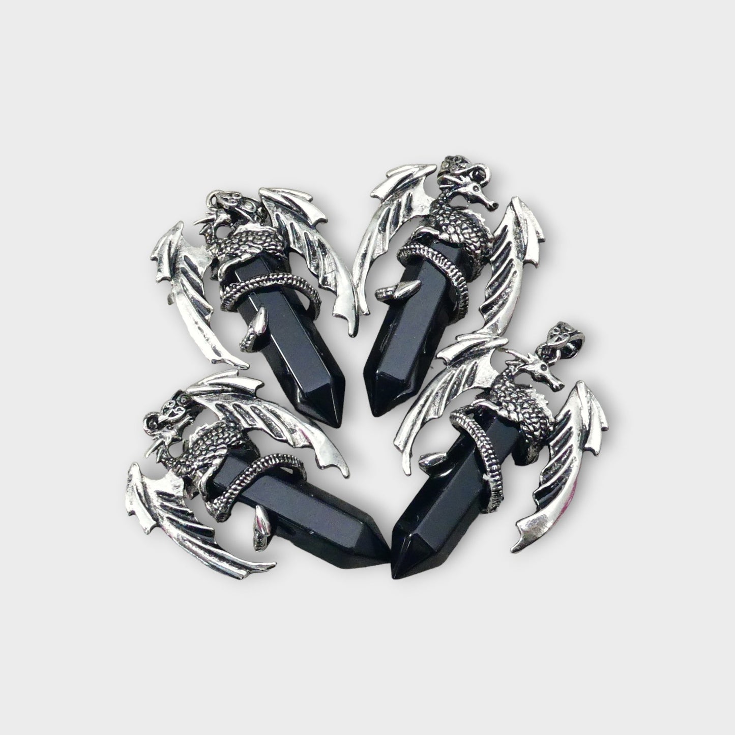Black Onyx Flying Dragon Point Pendant 34x50mm-0
