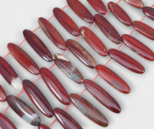 Apple Jasper aka Red Jasper 11.5-26mm - 13x48mm Graduated Top Drilled Oval-0