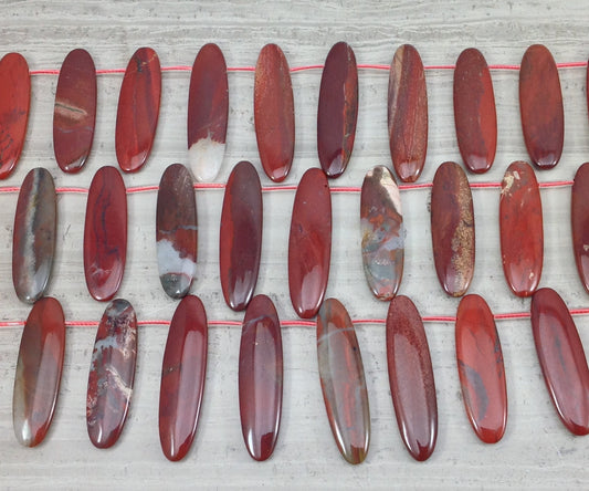 Apple Jasper aka Red Jasper 11.5-26mm - 13x48mm Graduated Top Drilled Oval-1